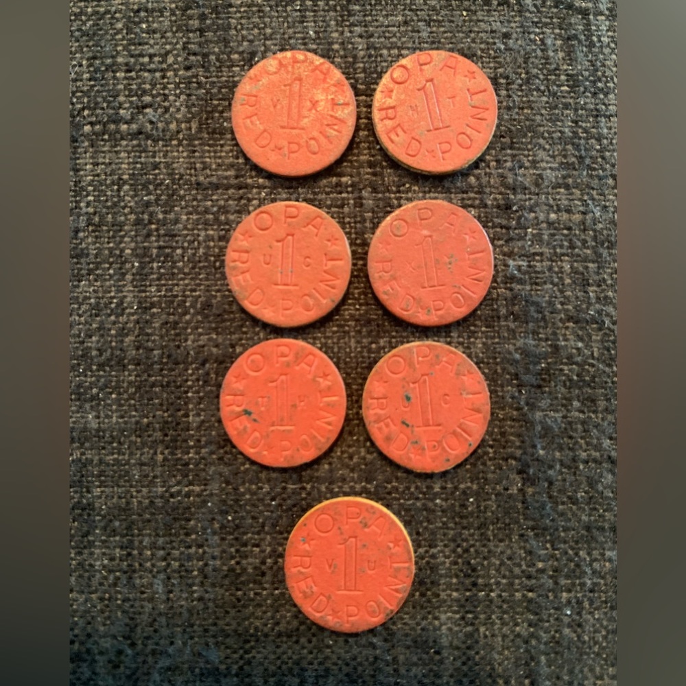 Lot of WW2 OPA Red Point Ration Tokens